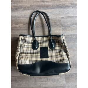 5/A Baker Plaid Taylor Tote Black Leather s/a baker plaid